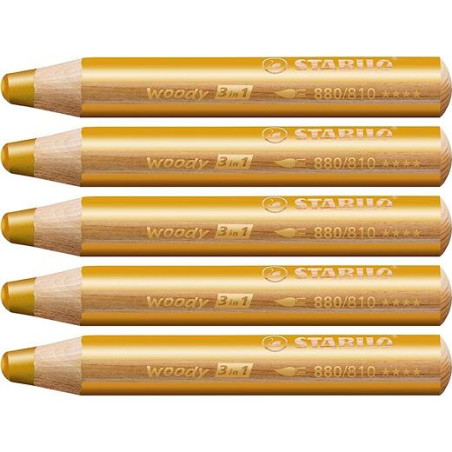 (880/810) STABILO LÁPICES DE COLORES WOODY 3 EN 1 ORO ESTUCHE 5 UD
