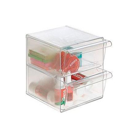 (6702 CS TP) ARCHIVO 2000 ORGANIZADOR ARCHICUBO 2 CAJONES 190X150X150 MM CRISTAL TRANSPARENTE