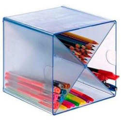 (6703 AZ TP) ARCHIVO 2000 ORGANIZADOR ARCHICUBO DIVISOR EN ASPA 4 COMPARTIMENTOS 150X150X150MM AZUL TRANSPARENTE