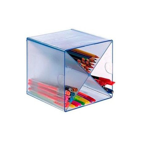 (6703 AZ TP) ARCHIVO 2000 ORGANIZADOR ARCHICUBO DIVISOR EN ASPA 4 COMPARTIMENTOS 150X150X150MM AZUL TRANSPARENTE
