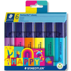 (364 C6 HA) STAEDTLER MARCADOR FLUORESCENTE TEXTSURFER CLASSIC HAPPY LINE C/SURTIDOS BLÍSTER 6 UD