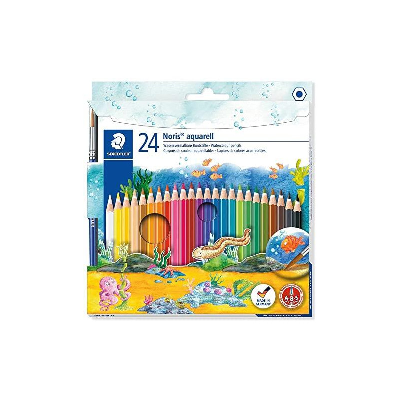 (144 10NC24) STAEDTLER LÁPICES DE COLORES NORIS AQUARELL + PINCEL SURTIDOS EN ESTUCHE 24 UD (144 10NC24) STAEDTLER LÁPICES DE COLORES NORIS AQUARELL + PINCEL SURTIDOS EN ESTUCHE 24 UD