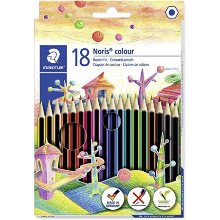 (185 C18) STAEDTLER LÁPICES DE COLORES NORIS COLOUR WOPEX ECOLÓGICO SURTIDOS ESTUCHE 18 UD