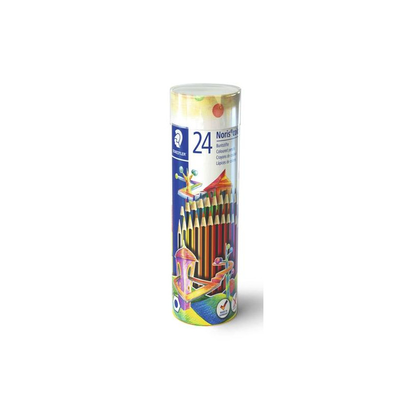 (185 MD24) STAEDTLER LÁPICES DE COLORES NORIS COLOUR SURTIDOS EN BOTE METÁLICO 24U
