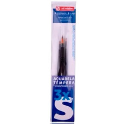 (9099161M) TALENS ART CREATION SET 3 PINCELES S (1 REDONDO - 1 PLANO - 1 LENGUA DE GATO) ACUARELA/TÉMPERA