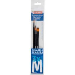 (9099162M) TALENS ART CREATION SET 3 PINCELES M (1 REDONDO - 1 PLANO - 1 LENGUA DE GATO) ACUARELA/TÉMPERA