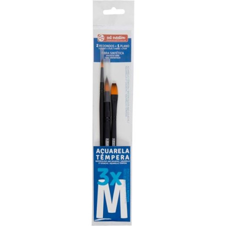 (9099162M) TALENS ART CREATION SET 3 PINCELES M (1 REDONDO - 1 PLANO - 1 LENGUA DE GATO) ACUARELA/TÉMPERA