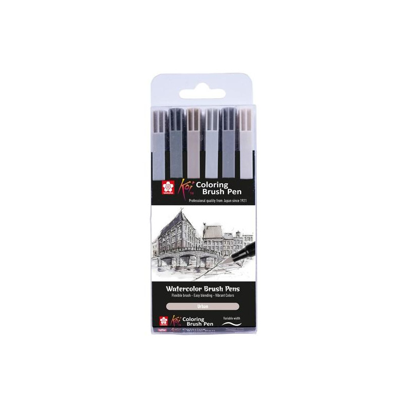 (XBR6A) TALENS SAKURA ROTULADORES PUNTA PINCEL KOI COLOURING BRUSH PEN C/SURTIDOS URBANOS ESTUCHE 6 UD (XBR6A) TALENS SAKURA ROTULADORES PUNTA PINCEL KOI COLOURING BRUSH PEN C/SURTIDOS URBANOS ESTUCHE 6 UD
