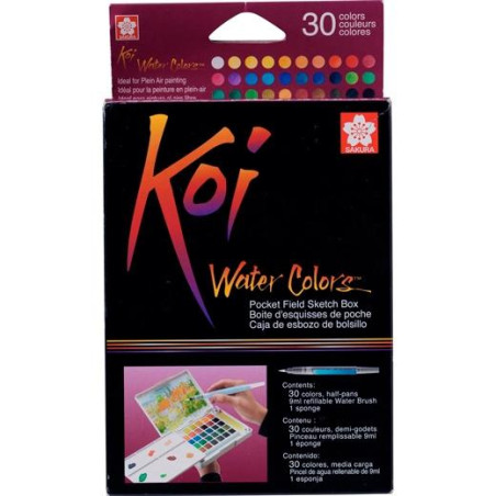 (XNCW30N) TALENS SAKURA ACUARELAS KOI WATER COLORS SKETCH BOX DE 30 C/SURTIDOS