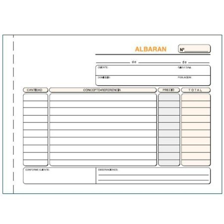 (T-121) TALONARIO ALBARANES CUARTO APAISADO TRIPLICADO AUTOCOPIA