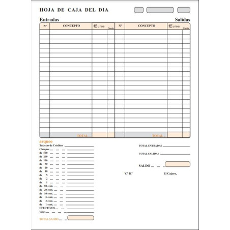(T-133) TALONARIO ARQUEO DE CAJA FOLIO SIN COPIA