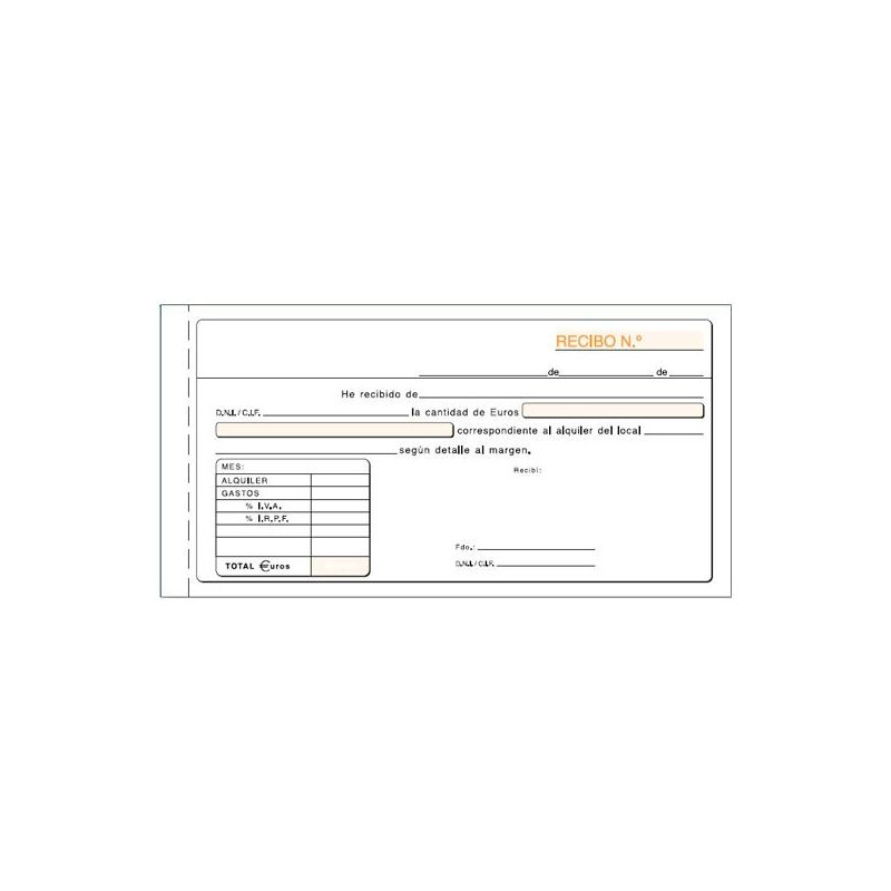 (T-52) TALONARIO RECIBO ALQUILER IVA TERCIO DE FOLIO DUPLICADO AUTOCOPIA (T-52) TALONARIO RECIBO ALQUILER IVA TERCIO DE FOLIO DUPLICADO AUTOCOPIA
