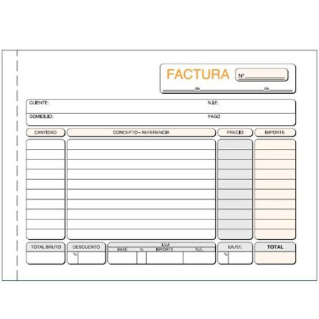 (T-64) TALONARIO FACTURAS CUARTO APAISADO DUPLICADO AUTOCOPIA