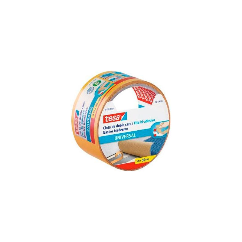 (56172-00005-12) TESA CINTA ADHESIVA DOBLE CARA UNIVERSAL PERMANENTE 50MM X 25M PARA MOQUETAS