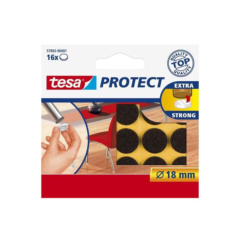 (57892-00001-01) TESA FIELTRO PROTECTOR ANTIRASGUÑOS DIAMETRO Ø18MM MARRÓN -BLISTER 16U- (57892-00001-01) TESA FIELTRO PROTECTOR ANTIRASGUÑOS DIAMETRO Ø18MM MARRÓN -BLISTER 16U-