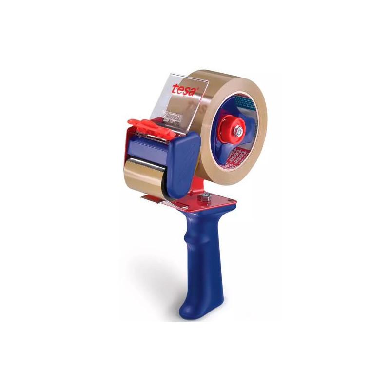 (06300-00001-00) TESA DISPENSADOR DE CINTAS DE EMBALAJE TESAPACK ECONOMY 6300 PARA ROLLOS DE 66M ROJO/AZUL