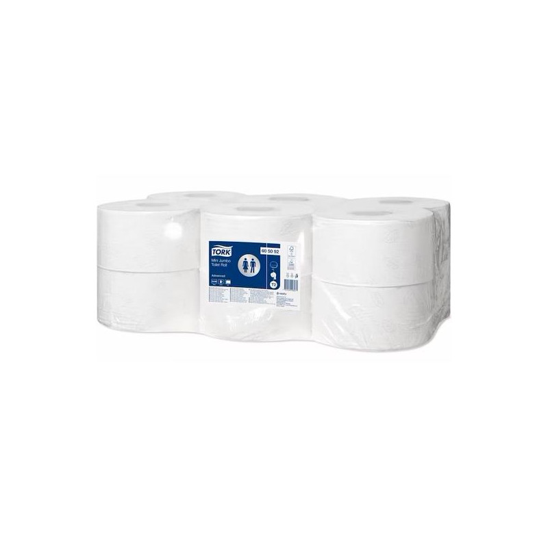 (605092) TORK PAPEL HIGIÉNICO 2C MINI JUMBO ADVANCED BOLSA DE 12 BLANCO (605092) TORK PAPEL HIGIÉNICO 2C MINI JUMBO ADVANCED BOLSA DE 12 BLANCO