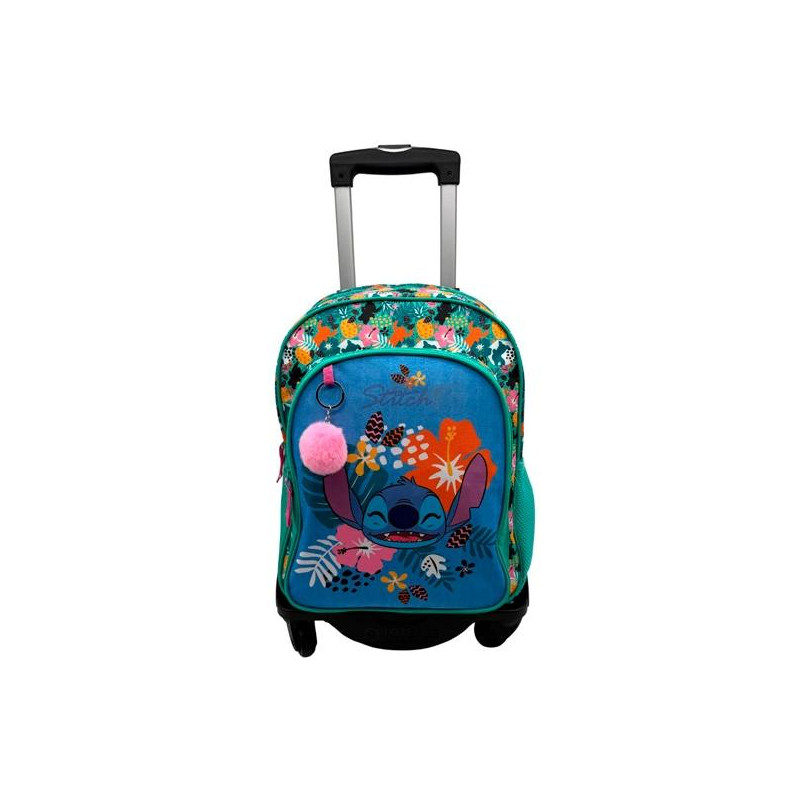 (T964-1068) TOYBAGS MOCHILA PRIMARIA STITCH TROPICAL DOBLE COMPARTIMENTO 44X30X20CM + CARRO NEGRO (T964-1068) TOYBAGS MOCHILA PRIMARIA STITCH TROPICAL DOBLE COMPARTIMENTO 44X30X20CM + CARRO NEGRO