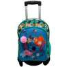 (T964-1068) TOYBAGS MOCHILA PRIMARIA STITCH TROPICAL DOBLE COMPARTIMENTO 44X30X20CM + CARRO NEGRO