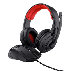 (24761) TRUST BUNDLE BASICS SET DE GAMING 2 EN 1 AURICULARES Y RATÓN CABLE USB NEGRO