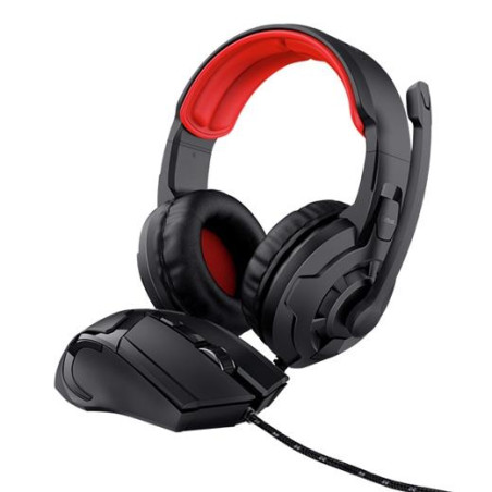 (24761) TRUST BUNDLE BASICS SET DE GAMING 2 EN 1 AURICULARES Y RATÓN CABLE USB NEGRO