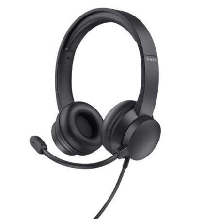 (25087) TRUST AURICULARES AYDA ESTÉREO JACK 3.5MM CON MICRÓFONO AJUSTABLE NEGRO