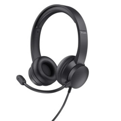 (25089) TRUST AURICULARES AYDA ESTÉREO CABLE USB CON MICRÓFONO CANCELACION DE RUIDO AJUSTABLE NEGRO