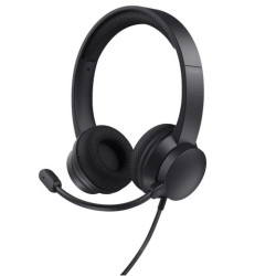 (25334) TRUST AURICULARES HS-260 ESTÉREO CABLE USB CON MICRÓFONO FLEXIBLE AJUSTABLE NEGRO
