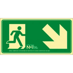 (6170-18H VE) ARCHIVO 2000 SEÑAL "EVACUAR ESCALERA ABAJO DERECHA" 320X160MM PP 700 MICRAS VERDE