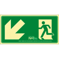 (6170-19H VE) ARCHIVO 2000 SEÑAL "EVACUAR ESCALERA ABAJO IZQUIERDA" 320X160MM PP 700 MICRAS VERDE