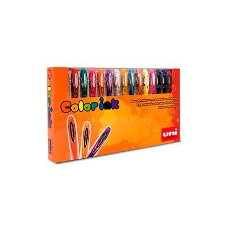 (182634333) UNIBALL ROLLERBALL SIGNO UM-12015P BÁSICO COLORES SURTIDOS ESTUCHE 15 UD