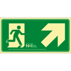 (6170-20H VE) ARCHIVO 2000 SEÑAL "EVACUAR ESCALERA ARRIBA DERECHA" 320X160MM PP 700 MICRAS VERDE