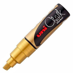 (222109000) UNIBALL MARCADOR DE TIZA LÍQUIDA CHALK PWE-8K PUNTA BISELADA ORO