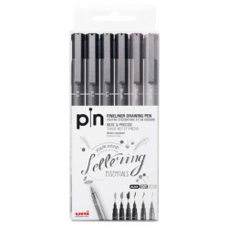 (234617000) UNIBALL ROTULADOR CALIBRADO PIN-200(S)/6P SURTIDO GRIS & NEGRO ESTUCHE 6 UD