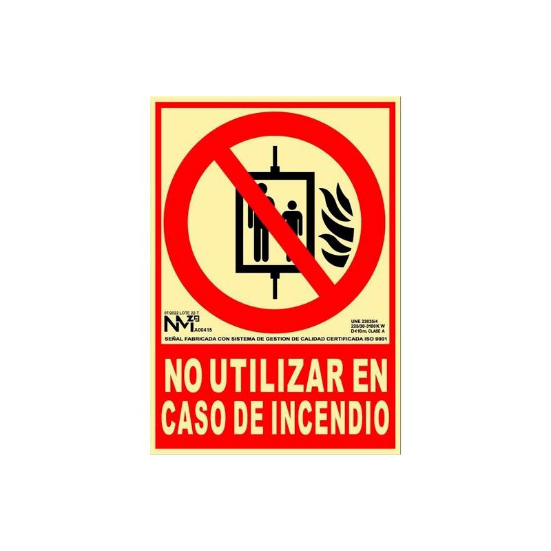 (6171-05H RJ) ARCHIVO 2000 SEÑAL "NO UTILIZAR EN CASO DE INCENDIO" 210X300MM PP ROJO (6171-05H RJ) ARCHIVO 2000 SEÑAL "NO UTILIZAR EN CASO DE INCENDIO" 210X300MM PP ROJO