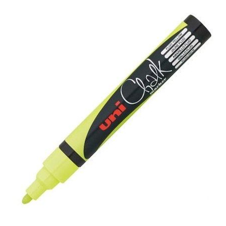 (264622000) UNIBALL MARCADOR DE TIZA LÍQUIDA CHALK PWE-5M AMARILLO FLÚOR CAJA 6 UD