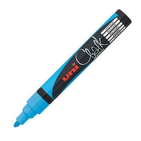 (264671000) UNIBALL MARCADOR DE TIZA LÍQUIDA CHALK PWE-5M AZUL CLARO CAJA 6 UD