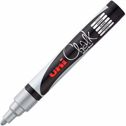 (264713000) UNIBALL MARCADOR DE TIZA LÍQUIDA CHALK PWE-5M PLATA CAJA 6 UD