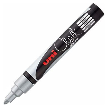 (264713000) UNIBALL MARCADOR DE TIZA LÍQUIDA CHALK PWE-5M PLATA CAJA 6 UD