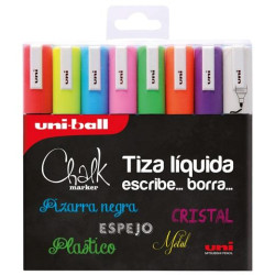 (302422090) UNIBALL MARCADOR DE TIZA LÍQUIDA CHALK PWE-5M/8P BASIC COLORES SURTIDOS BLÍSTER 8 UD