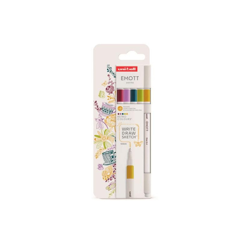 (302422265) UNIBALL EMOTT ROTULADORES DE ESCRITURA Y DIBUJO COLORES RETRO ESTUCHE 5 UD (302422265) UNIBALL EMOTT ROTULADORES DE ESCRITURA Y DIBUJO COLORES RETRO ESTUCHE 5 UD