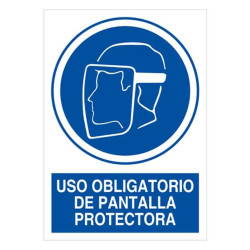 (6173-04AZ) ARCHIVO 2000 SEÑAL "OBLIGATORIO USO DE PANTALLA PROTECTORA" 210X297 PVC AZUL Y BLANCO