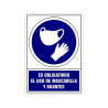 (6173-12-AZ) ARCHIVO 2000 SEÑAL "OBLIGATORIO USO DE MASCARILLA Y GUANTES" 210X297 PVC AZUL Y BLANCO