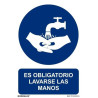 (6173-13-AZ) ARCHIVO 2000 SEÑAL "OBLIGATORIO LAVARSE LAS MANOS" 210X297 PVC AZUL Y BLANCO