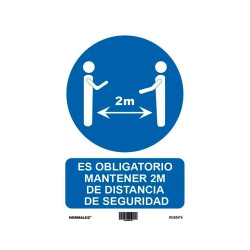 (6173-16-AZ) ARCHIVO 2000 SEÑAL "OBLIGATORIO MANTENER LA DISTANCIA DE SEGURIDAD 2M" 210X297 PVC AZUL Y BLANCO