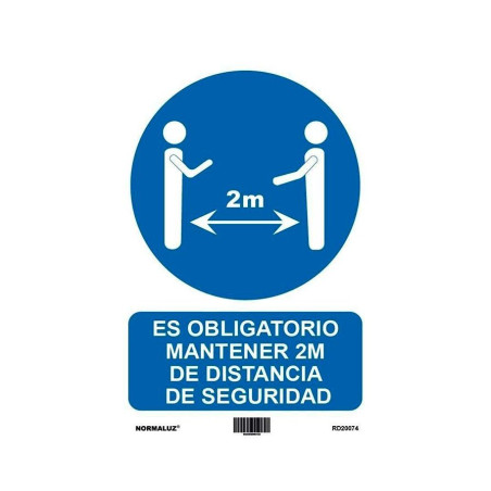 (6173-16-AZ) ARCHIVO 2000 SEÑAL "OBLIGATORIO MANTENER LA DISTANCIA DE SEGURIDAD 2M" 210X297 PVC AZUL Y BLANCO