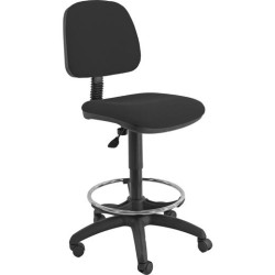 (EOE4S) UNISIT TABURETE ESOS E4S GIRATORIO REGULABLE C/RESPALDO REPOSAPIÉS TAPIZADO NEGRO