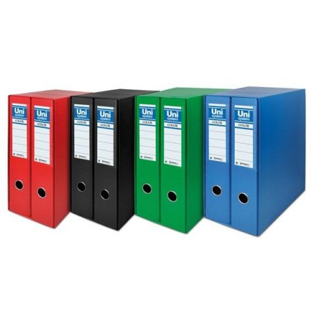 (92324) UNISYSTEM BOX COLOR MÓDULO 2 ARCHIVADORES PALANCA 65MM A4 FORRADOS PP AZUL