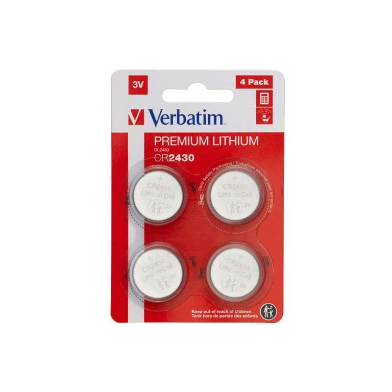(49534) VERBATIM PILAS PLANAS DE LITIO 3V - CR2430 (4 PACK) (49534) VERBATIM PILAS PLANAS DE LITIO 3V - CR2430 (4 PACK)