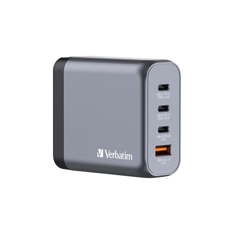 (32203) VERBATIM GNC-140 CARGADOR PARED GAN 140W USB-A 3.0 Y 3XUSB-C 3.0 (32203) VERBATIM GNC-140 CARGADOR PARED GAN 140W USB-A 3.0 Y 3XUSB-C 3.0